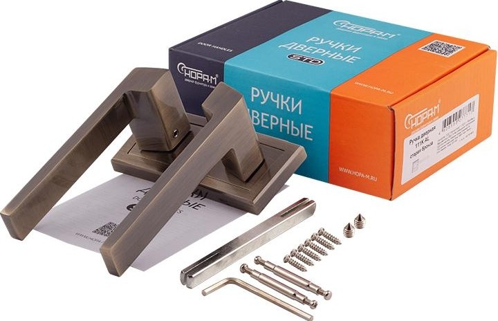 Ручка дверная НОРА-М 111 K Al комплект "Старая бронза" 16258 - изображение 2