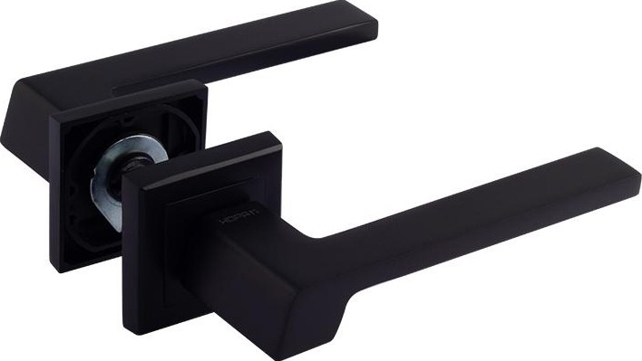 Ручка дверная НОРА-М 111 K Al комплект "Черный" 17224