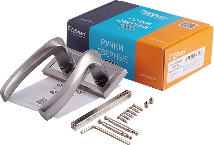 Ручка дверная НОРА-М 112 К AL комплект "Матовый никель" 16586 - изображение 2