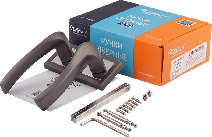 Ручка дверная НОРА-М 112 К AL комплект "Графит" 16588 - изображение 2