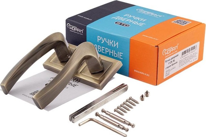 Ручка дверная НОРА-М 112 К AL комплект "Старая бронза" 16584 - изображение 2