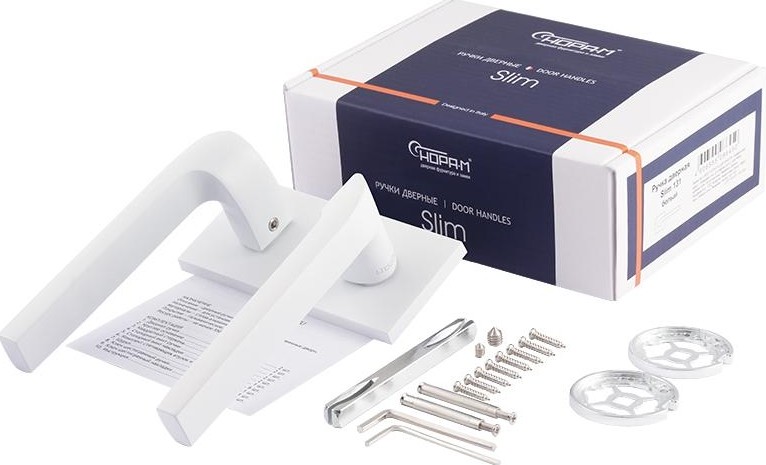 Ручка дверная НОРА-М 131K Slim "Белая" 18622 - изображение 2