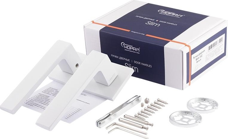 Ручка дверная НОРА-М 132K Slim "Белая" 18627 - изображение 3