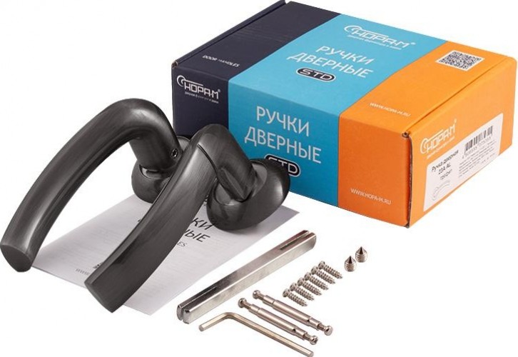 Ручка дверная НОРА-М 23 А Al комплект "Графит" 19257