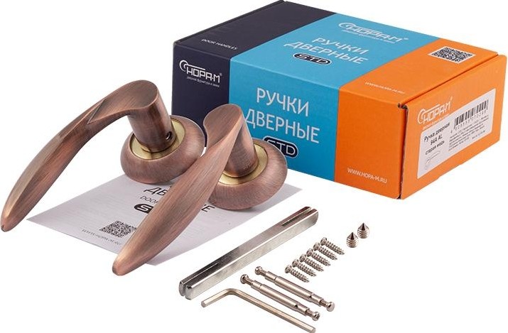 Ручка дверная НОРА-М 94 А AL комплект "Старая медь" 15428 - изображение 2