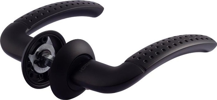 Ручка дверная НОРА-М 96 А AL комплект "Черный" 18543