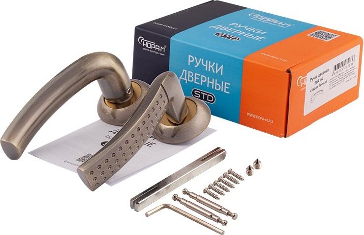 Ручка дверная НОРА-М 96 А AL комплект "Старая бронза" 15309 - изображение 2
