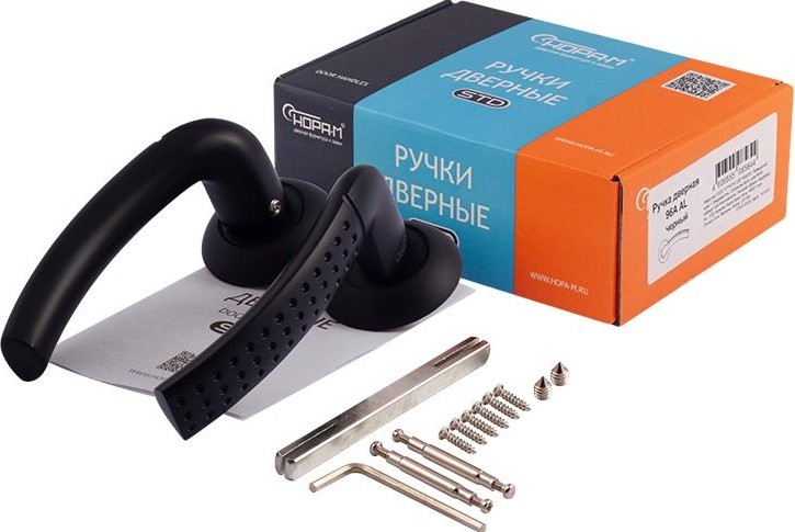 Ручка дверная НОРА-М 96 А AL комплект "Черный" 18543 - изображение 2