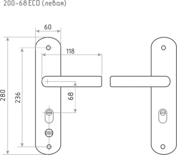 Ручка на планке НОРА-М 200-68 мм STD левая для китайских дверей "Матовый хром/Черный никель" 16675 - изображение 3