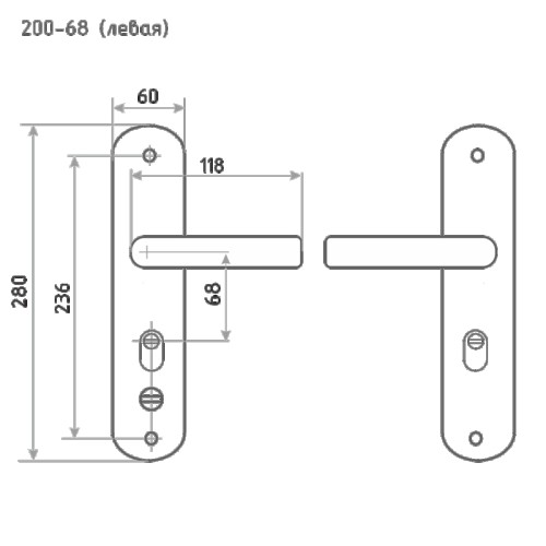 Ручка на планке НОРА-М 200-68 мм левая для китайских дверей "Матовый хром/Черный никель" 5550 - изображение 2