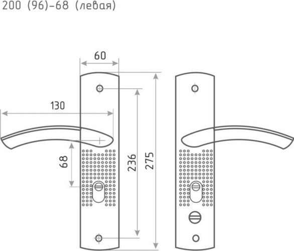 Ручка на планке НОРА-М 200-96 левая для китайских дверей "Матовый никель" 15522 - изображение 2