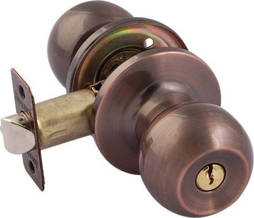 Ручка защелка кноб НОРА-М ЗШ ISPARUS "Старая медь" ключ/фиксатор 16790