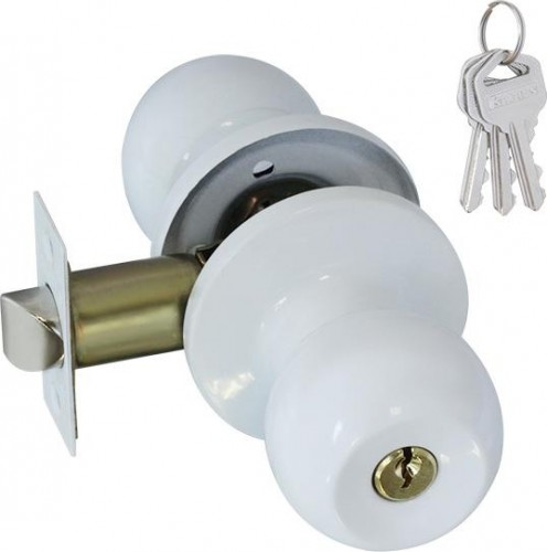 Ручка защелка кноб НОРА-М ЗШ ISPARUS "Белая" ключ/фиксатор 18817