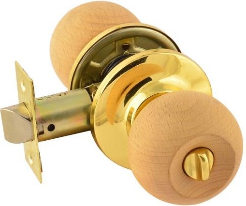 Ручка защелка кноб НОРА-М ЗШ-STD "Светлое дерево/Золото"фиксатор 17066