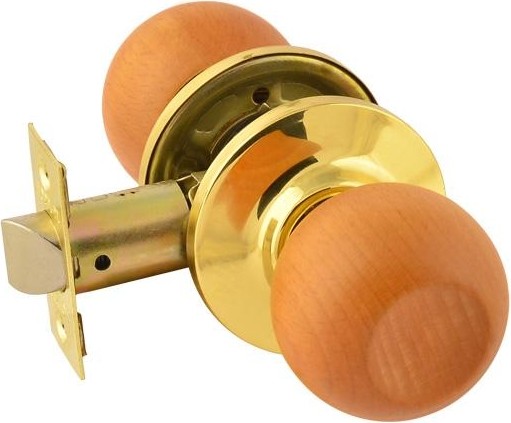 Ручка защелка кноб НОРА-М ЗШ-STD "Дерево-бук/Золото" без запирания 14226