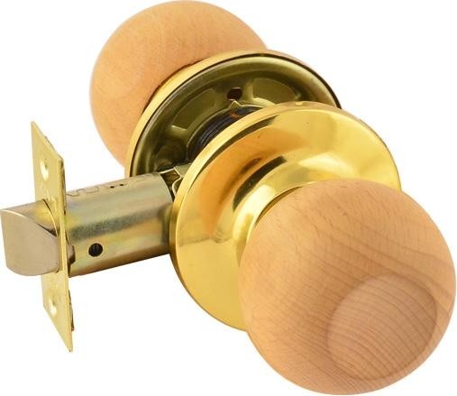 Ручка защелка кноб НОРА-М ЗШ-STD "Светлое дерево/Золото" без запирания 17067