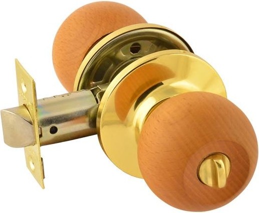 Ручка защелка кноб НОРА-М ЗШ-STD "Дерево-бук/Золото" фиксатор 14225