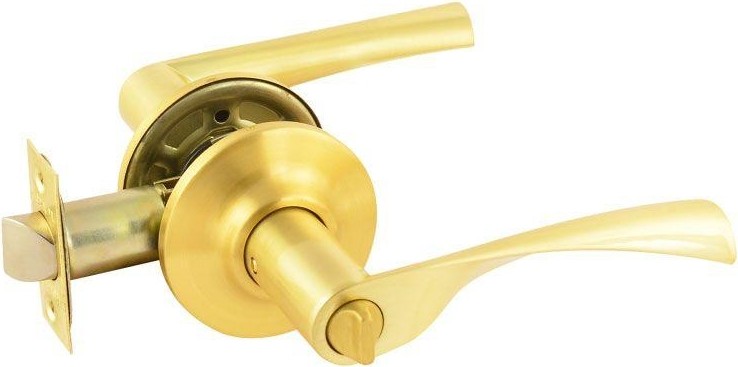 Ручка защелка НОРА-М ЗВ2 межкомнатная "Матовое золото" фиксатор 15648