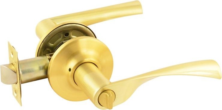 Ручка защелка НОРА-М ЗВ2-STD межкомнатная "Матовое золото" фиксатор 14394