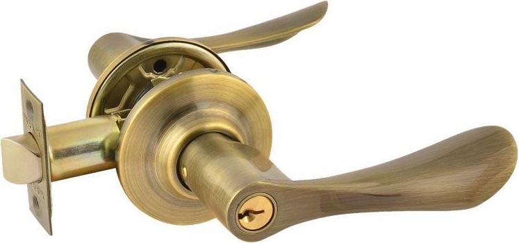 Ручка защелка НОРА-М ЗВ3 межкомнатная "Старая бронза" ключ/фиксатор 15663