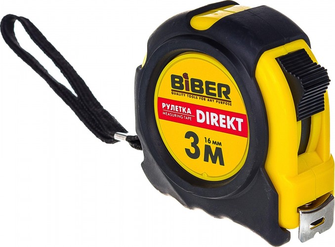 Рулетка Biber DIREKT 40102 обрезиненный корпус 3мх16мм Тов-054500