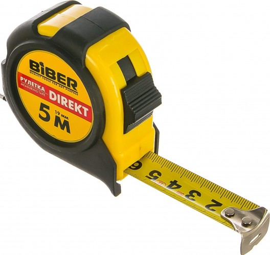 Рулетка Biber DIREKT 40103 обрезиненный корпус 5мх19мм Тов-049302