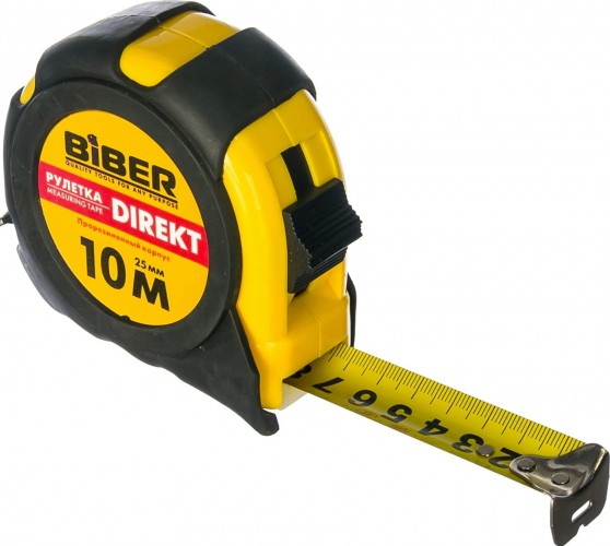 Рулетка Biber DIREKT 40105 обрезиненный корпус 10мх25мм Тов-054502