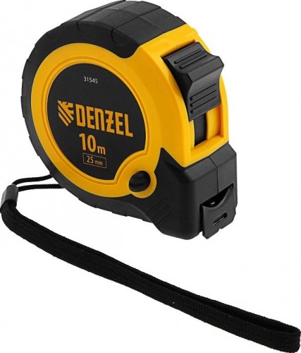 Рулетка DENZEL  10мх25мм, двухкомп. корпус, кнопка-пауза 31545