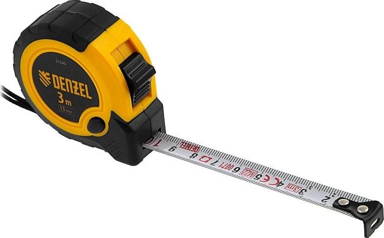 Рулетка DENZEL  3мх13мм, двухкомп. корпус, кнопка-пауза 31540 - изображение 4