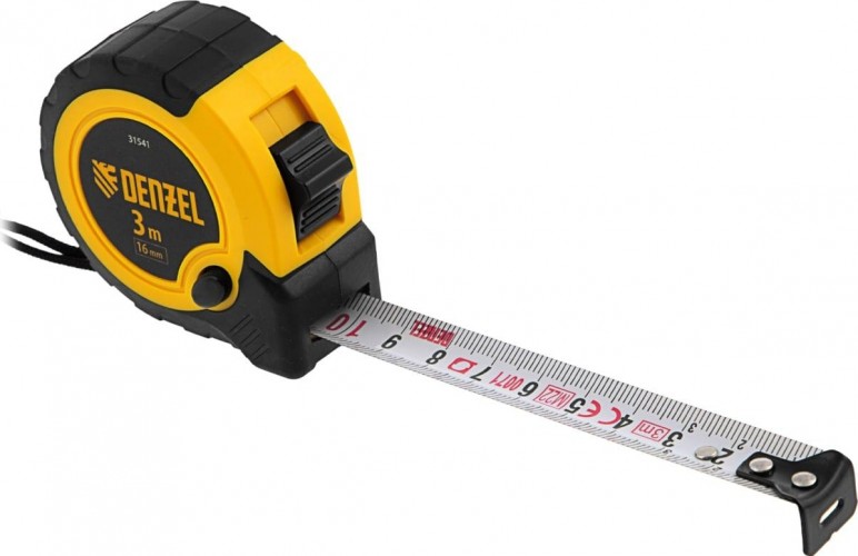 Рулетка DENZEL  3мх16мм, двухкомп. корпус, кнопка-пауза 31541 - изображение 4