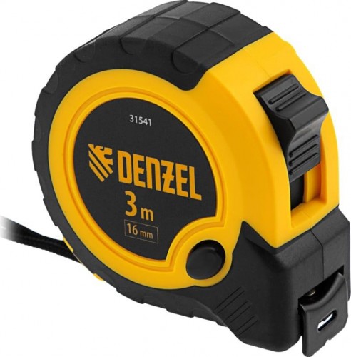 Рулетка DENZEL  3мх16мм, двухкомп. корпус, кнопка-пауза 31541