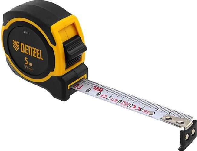 Рулетка DENZEL  5мх19мм, двухкомп. корпус, магнитный обрез. зацеп 31531
