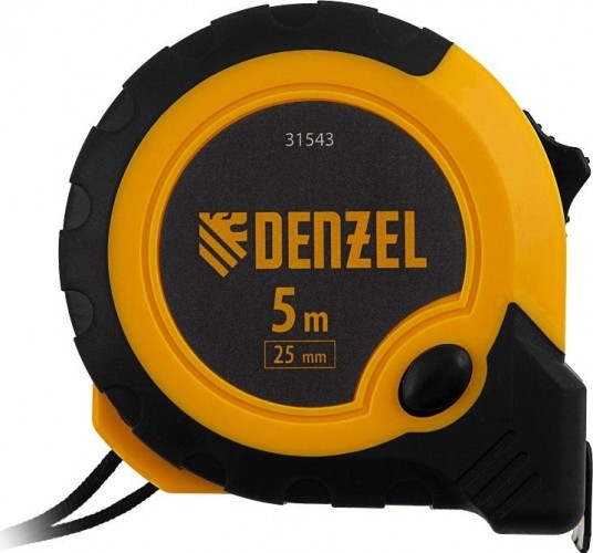 Рулетка DENZEL  5мх25мм, двухкомп. корпус, кнопка-пауза 31543 - изображение 3