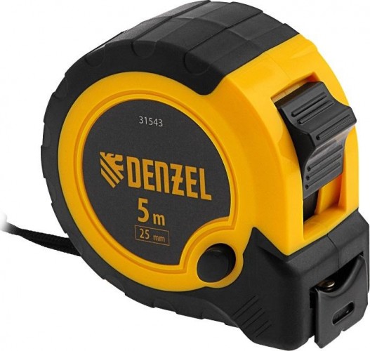 Рулетка DENZEL  5мх25мм, двухкомп. корпус, кнопка-пауза 31543 - изображение 2