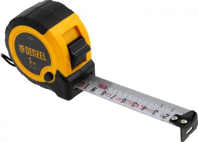 Рулетка DENZEL  5мх25мм, двухкомп. корпус, кнопка-пауза 31543 - изображение 5