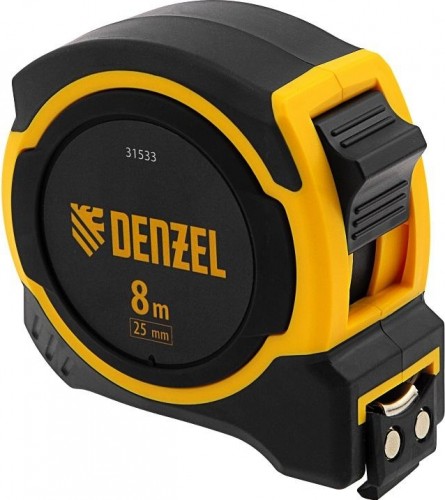 Рулетка Denzel 8мх25мм двухкомп. корпус, магнитный обрез. зацеп 31533