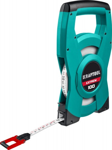 Рулетка геодезическая KRAFTOOL EXTREM 100 м стальная мерная лента 34185-100 - изображение 2