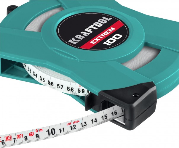 Рулетка геодезическая KRAFTOOL EXTREM 100 м стальная мерная лента 34185-100 - изображение 4