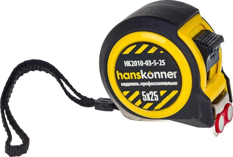 Рулетка HANSKONNER HK2010-03-5-25 мощный магнит