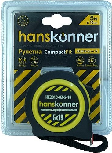 Рулетка HANSKONNER HK2010-03-5-19 мощный магнит - изображение 4