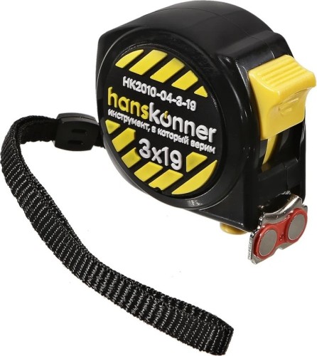 Рулетка HANSKONNER HK2010-04-3-19 3x19, 2 стопа, мощный магнит