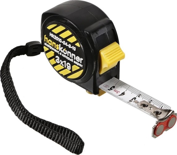 Рулетка HANSKONNER HK2010-04-3-19 3x19, 2 стопа, мощный магнит - изображение 2