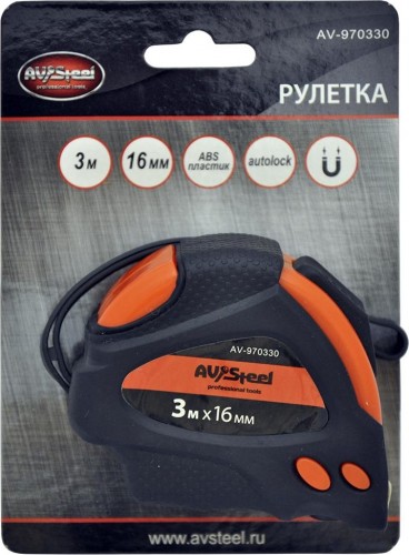 Рулетка измерительная AV Steel AV-970330 3 м х 16 мм