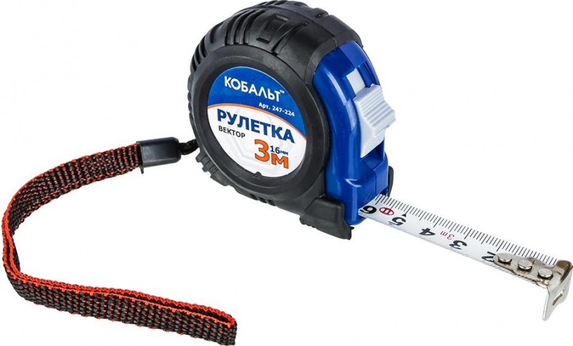 Рулетка Кобальт 247-224 вектор 3мx16мм обрезиненный корпус - изображение 2