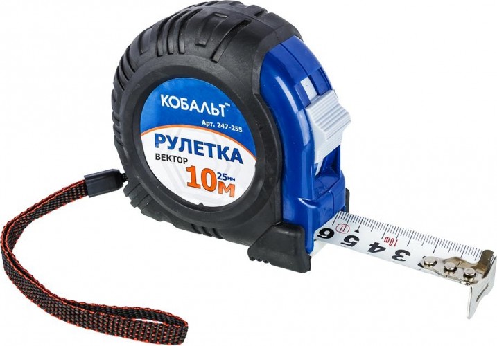 Рулетка Кобальт 247-255 вектор 10мx25мм обрезиненный корпус - изображение 2