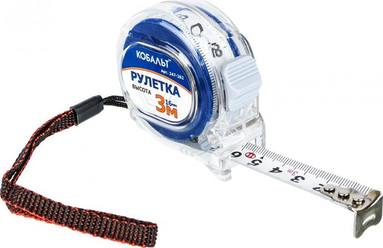 Рулетка Кобальт 247-262 высота 3мx16мм прозрачный корпус - изображение 3