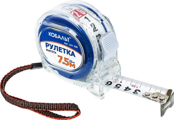 Рулетка Кобальт 247-286 высота 7,5мx25мм прозрачный корпус - изображение 2