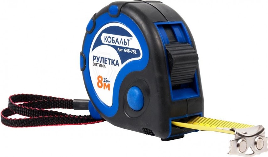 Рулетка Кобальт 646-751 оптима 8мx25мм двухкомпонентный корпус - изображение 2
