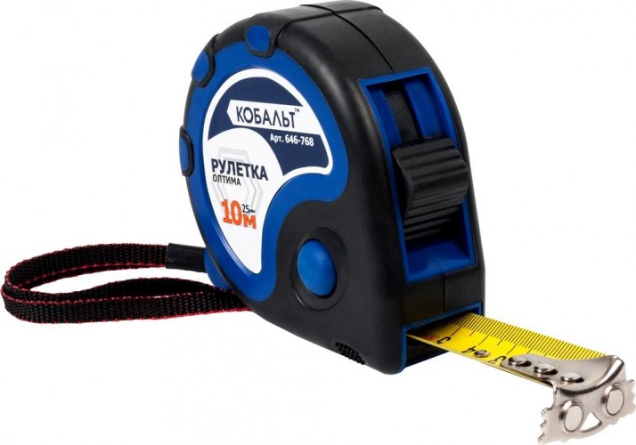 Рулетка Кобальт 646-768 оптима 10мx25мм двухкомпонентный корпус - изображение 2