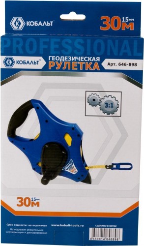 Рулетка Кобальт 646-898 геодезическая 30мx15мм открытый корпус - изображение 3